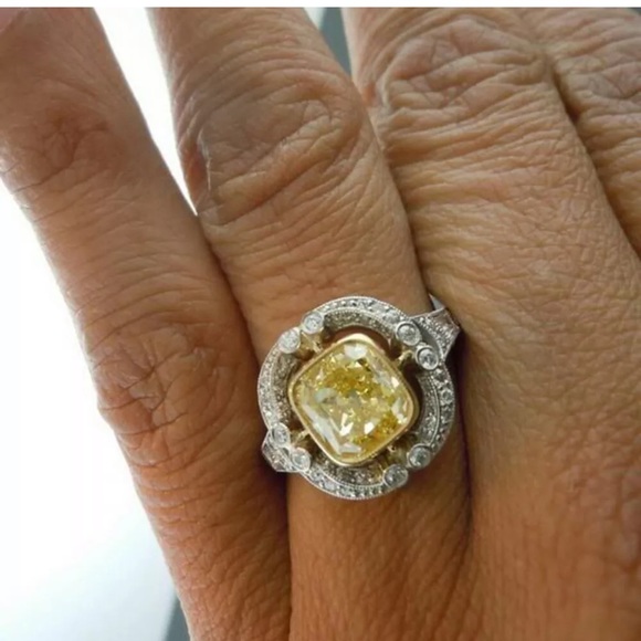 925 Silver Wedding Engagement Ring Citrine Ring - Picture 4 of 5